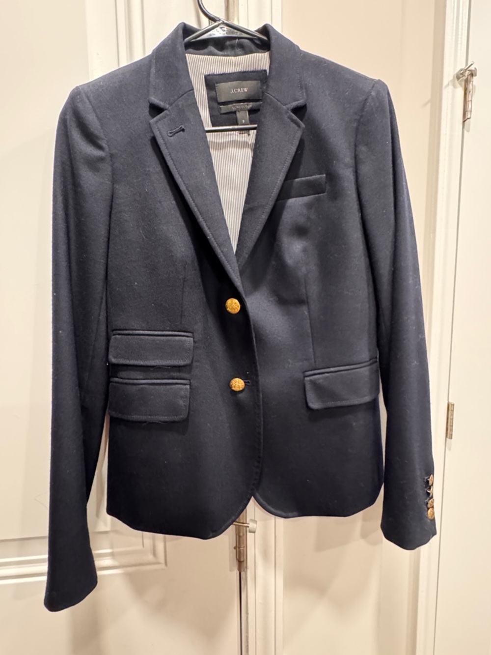 J. Crew Navy Jacket with Striped Lining